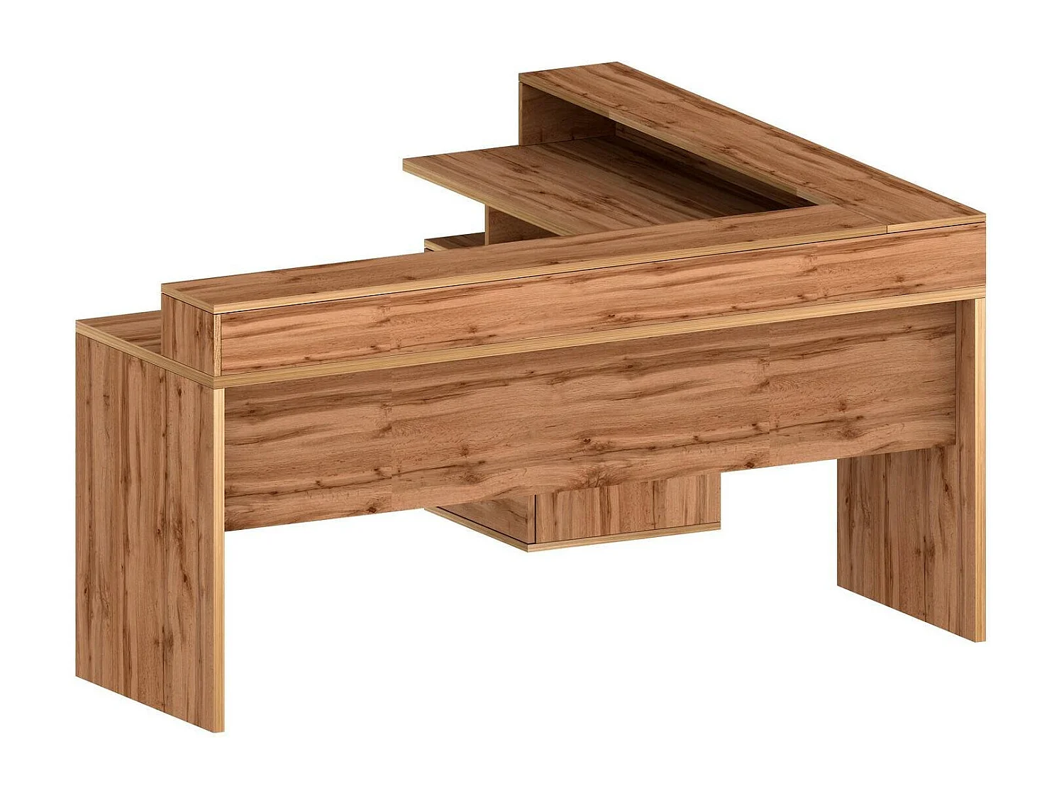 Bureau Salomone, Bureau d'angle avec plateau, Bureau polyvalent, 180x90h160 cm, Chêne