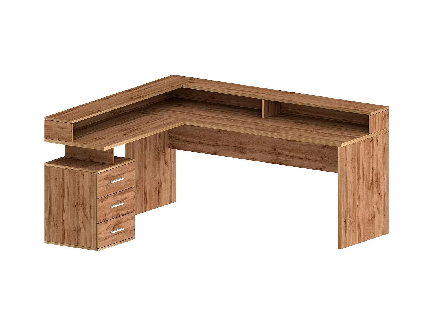 Bureau Salomone, Bureau d'angle avec plateau, Bureau polyvalent, 180x90h160 cm, Chêne