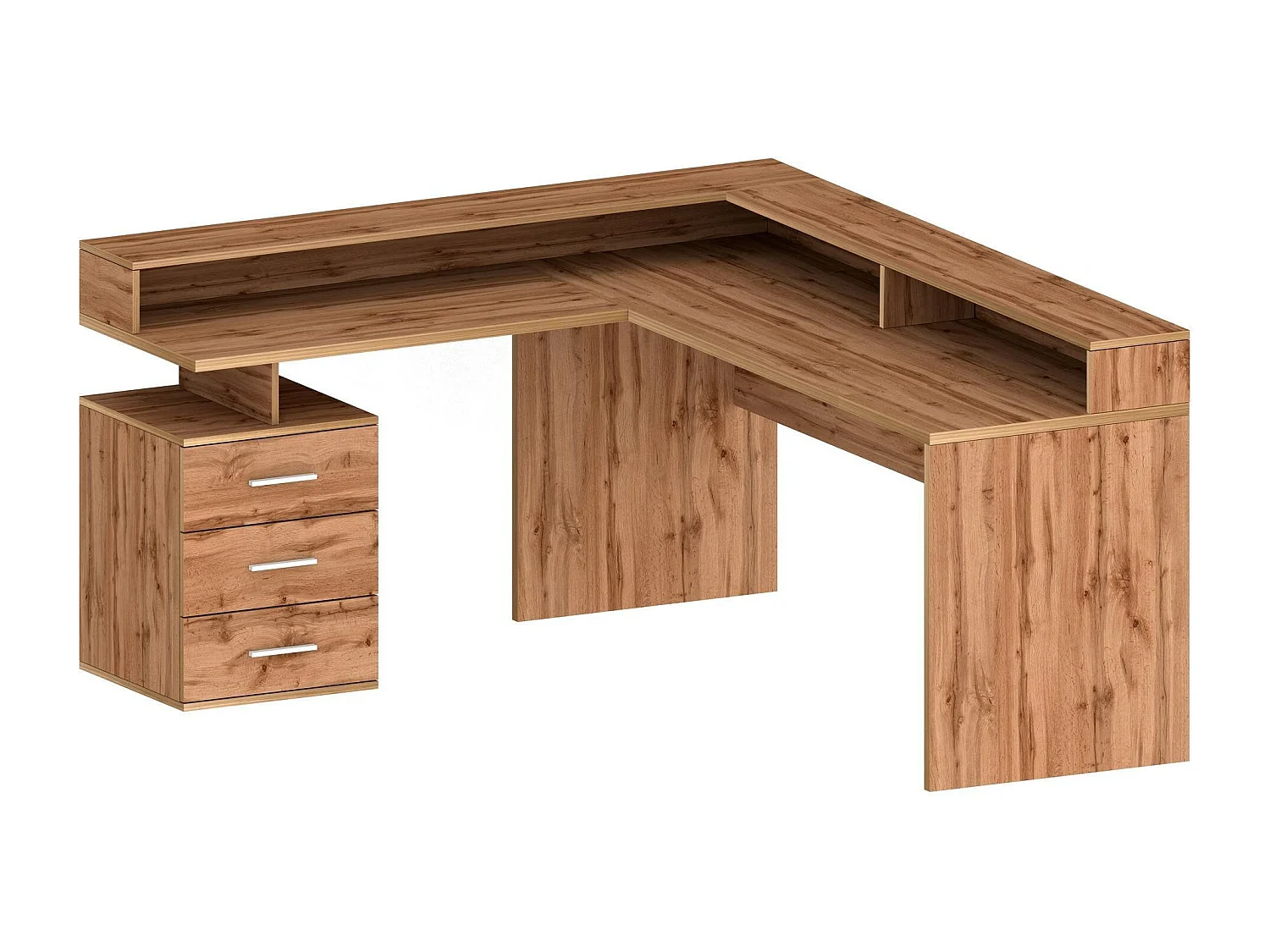 Dcerretell Bureau, Hoekbureau met Hendel, Multifunctioneel Bureau, 180x90h160 cm, Eiken