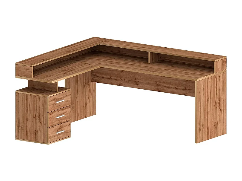 Schreibtisch Dcerretell, Eckschreibtisch mit Platte, Mehrzweck-Büroschreibtisch, 180x90h160 cm, Eiche