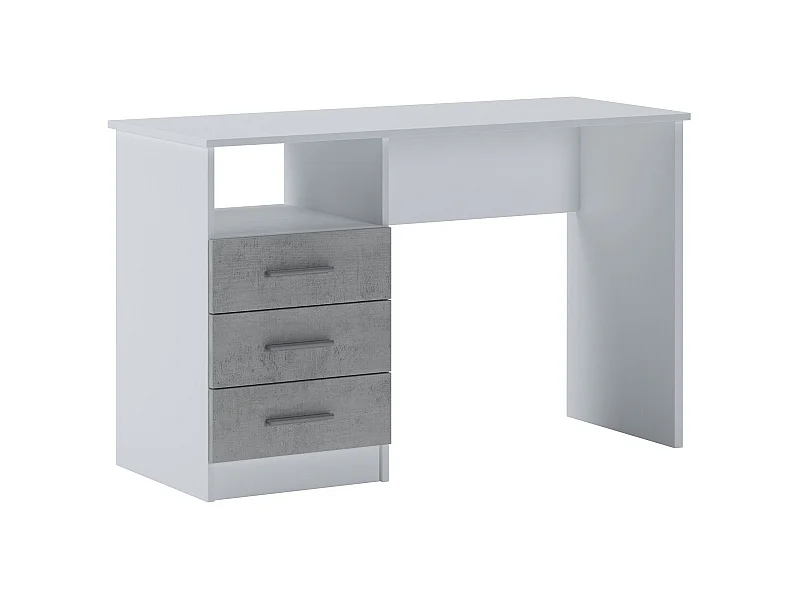 Bureau Egeo, Pupitre polyvalent, Table de bureau pour PC, Plan de travail, 120x48h75 cm, Blanc et ciment