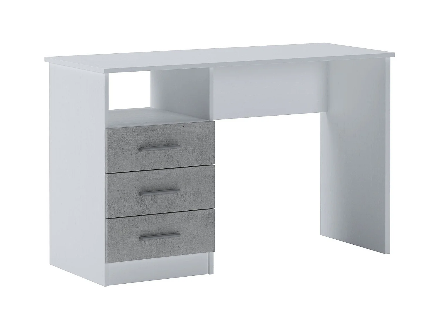 Bureau Egeo, Pupitre polyvalent, Table de bureau pour PC, Plan de travail, 120x48h75 cm, Blanc et ciment