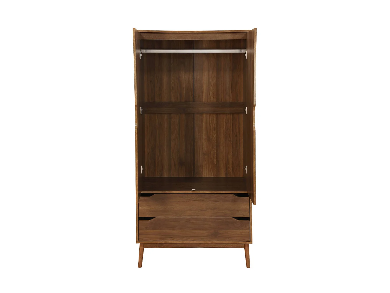 Armario vestidor vintage, decoración en madera, 2 puertas marrón