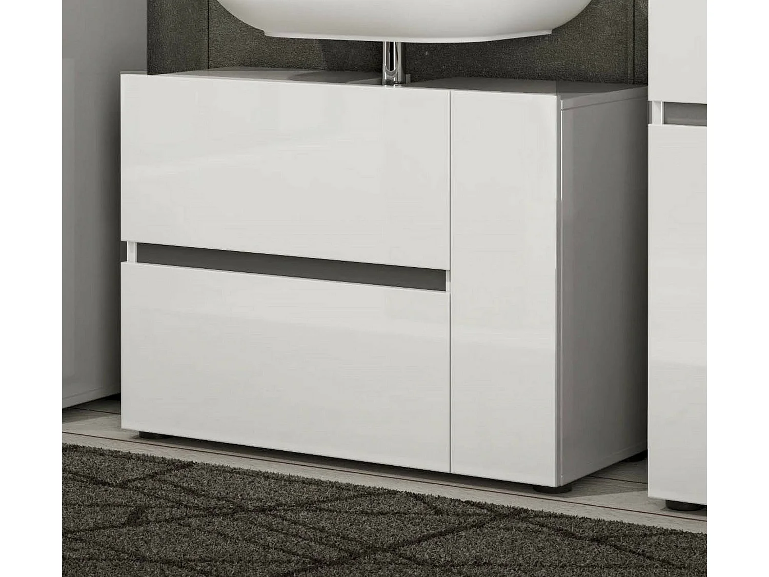 Badezimmermöbel Dellertsso, Badezimmerschrank, Mehrzweckschrank, Hängeschrank mit Spiegel, Made in Italy, Glänzendes Weiß, 83x34h62 cm