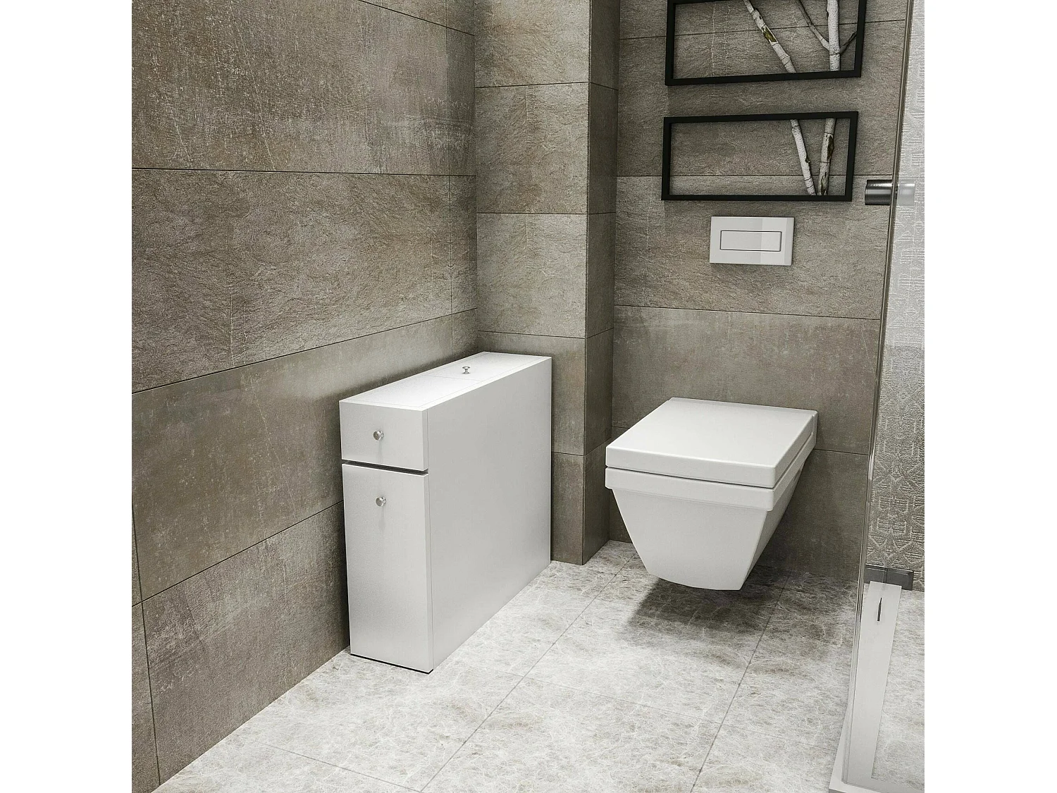 Meuble sous lavabo Galene, Armoire de toilette, Récipient pour lavabo, Meuble d'évier, 20x60h55 cm, Blanc