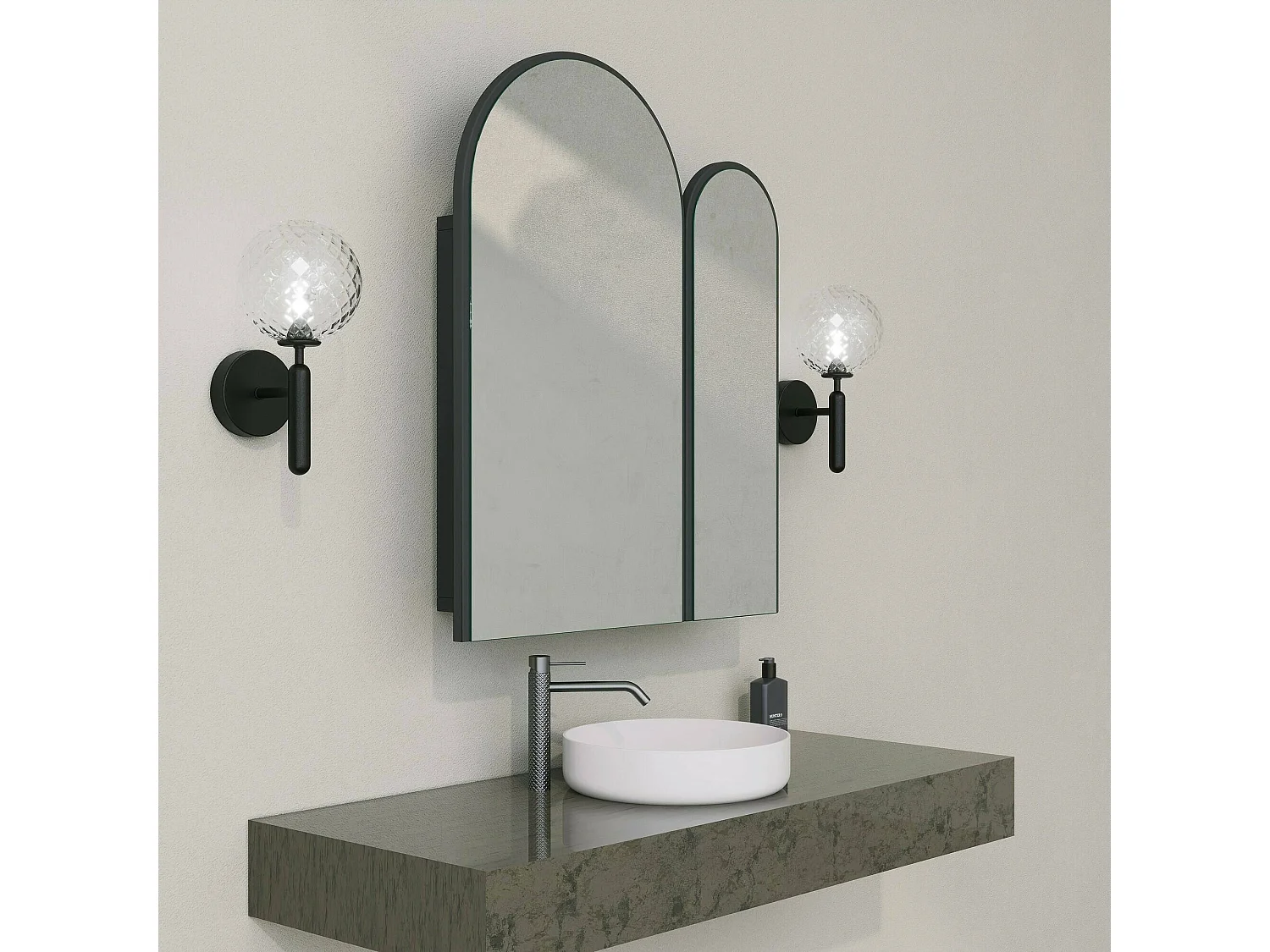 Meuble sous lavabo Chara, Armoire de toilette, Récipient pour lavabo, Meuble d'évier, 50x12h45 cm, Noir