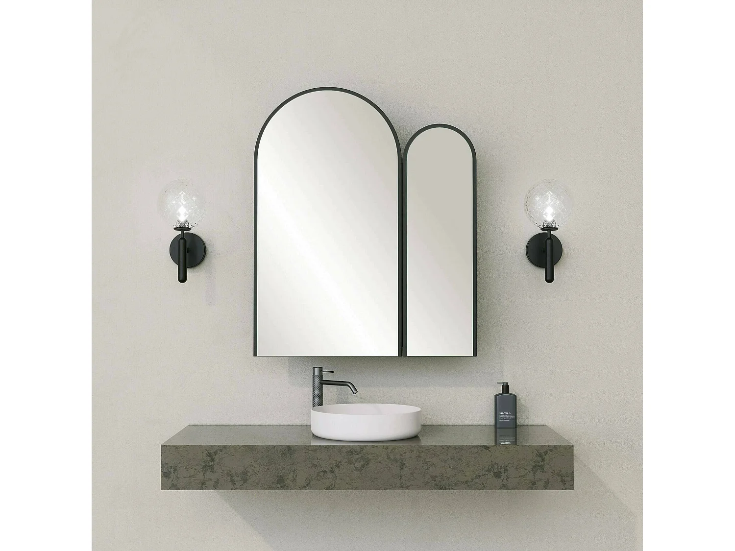 Meuble sous lavabo Chara, Armoire de toilette, Récipient pour lavabo, Meuble d'évier, 50x12h45 cm, Noir