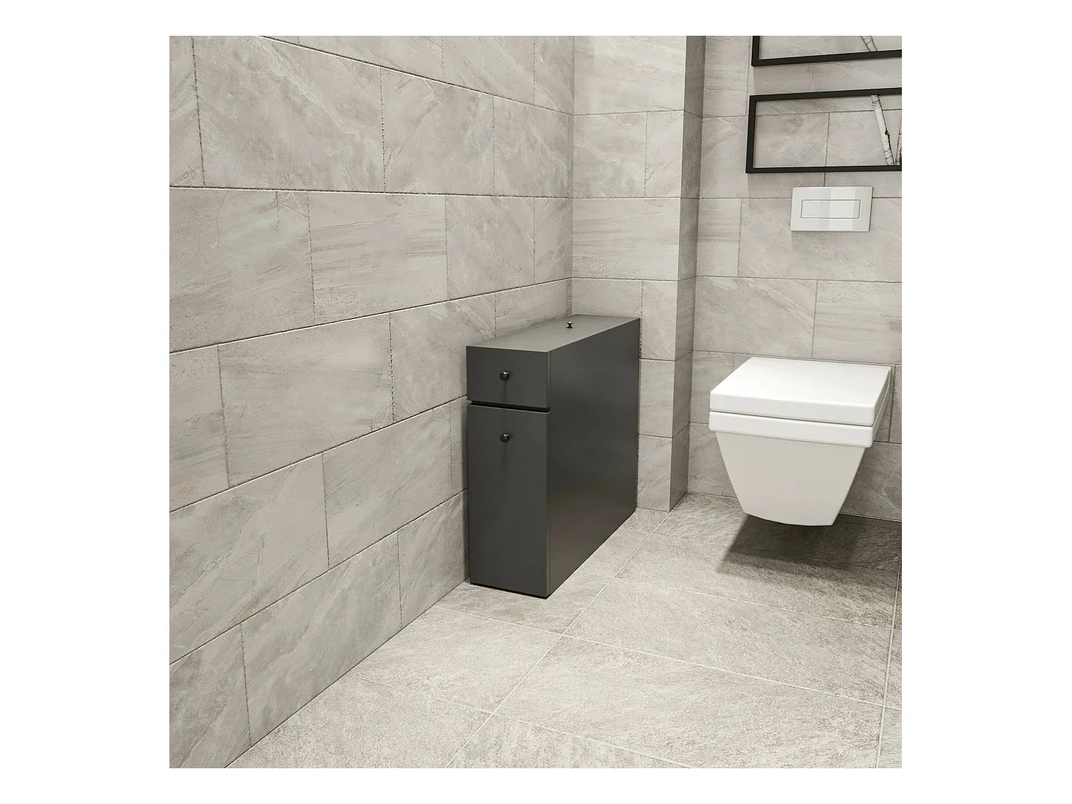 Meuble sous lavabo Galene, Armoire de toilette, Récipient pour lavabo, Meuble d'évier, 20x60h55 cm, Anthracite