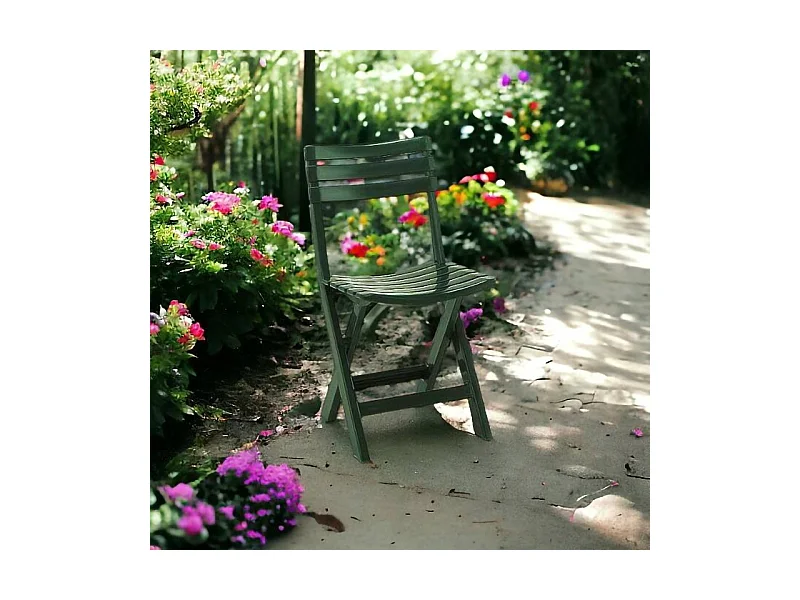 Chaise d'extérieur Terni, Siège de jardin pliant, Chaise pour table à manger, Fauteuil d'extérieur, 100% Made in Italy, 44x41h78 cm, Vert