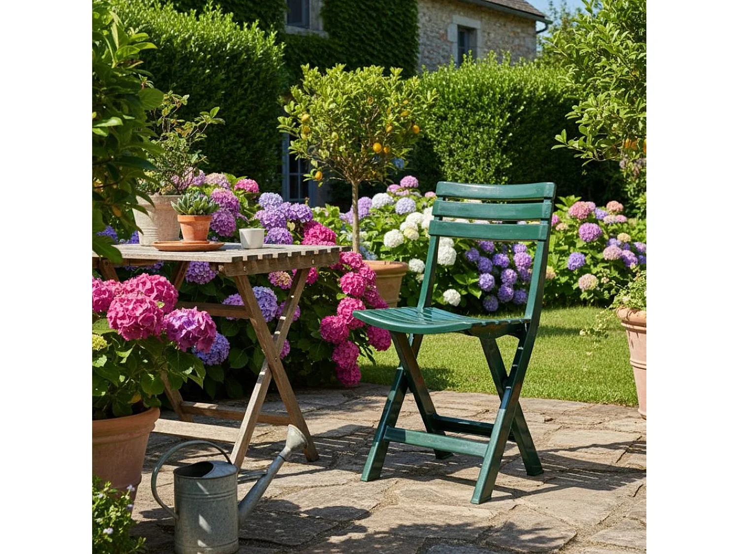 Chaise d'extérieur Terni, Siège de jardin pliant, Chaise pour table à manger, Fauteuil d'extérieur, 100% Made in Italy, 44x41h78 cm, Vert