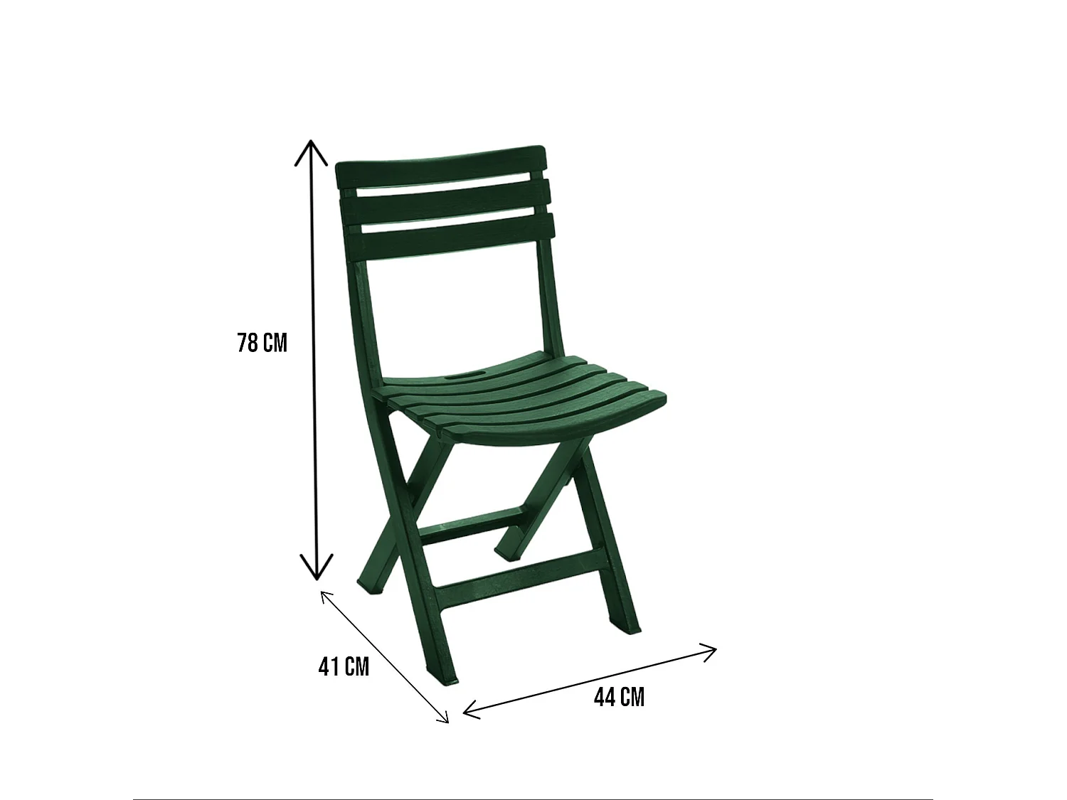 Chaise d'extérieur Terni, Siège de jardin pliant, Chaise pour table à manger, Fauteuil d'extérieur, 100% Made in Italy, 44x41h78 cm, Vert
