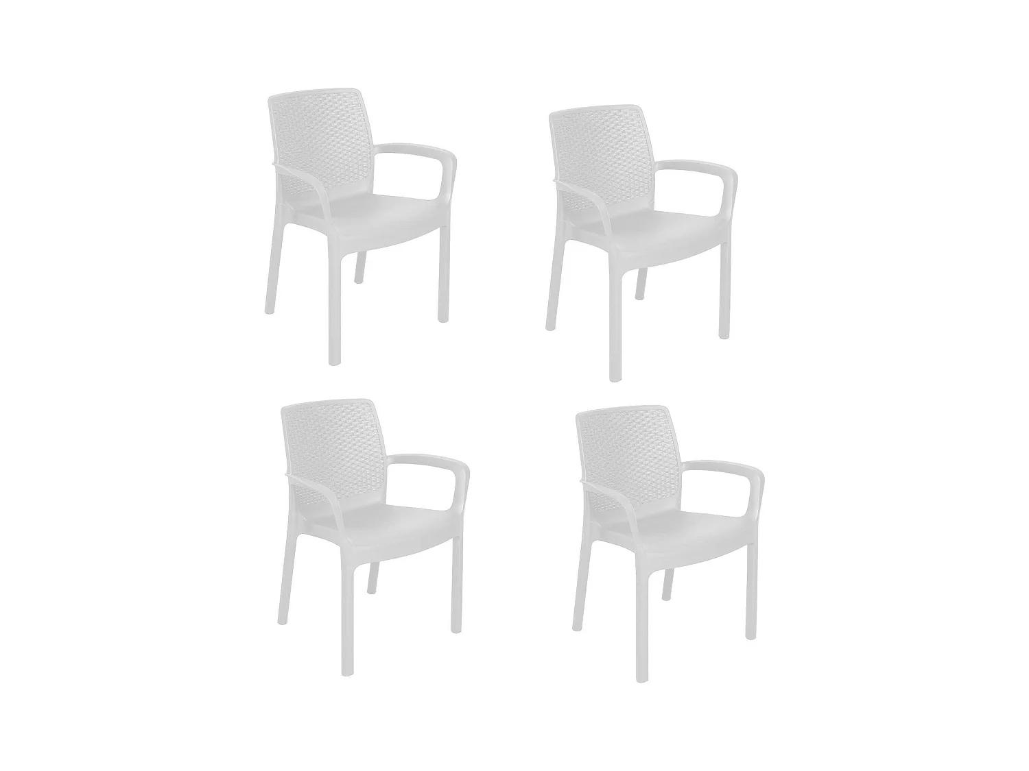 Ensemble de 4 chaises d'extérieur Viterbo, Sièges de jardin, Chaise de table à manger, Fauteuil d'extérieur effet rotin, 100% Made in Italy, 54x60h82 cm, Blanc
