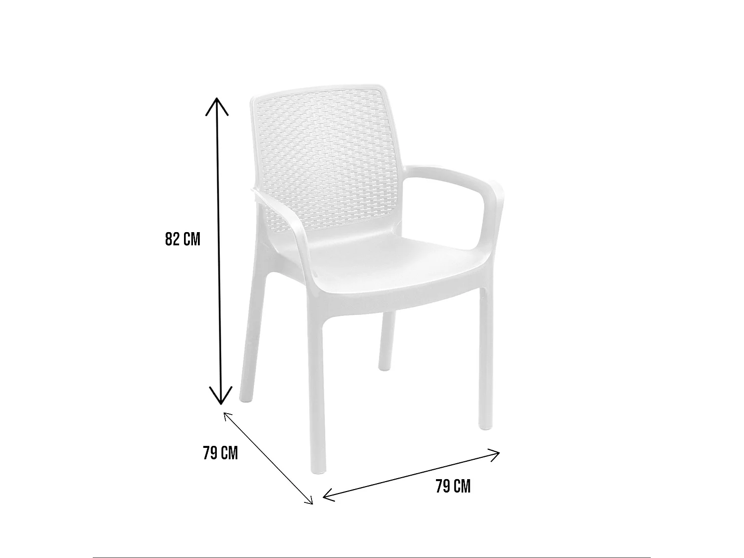 Ensemble de 4 chaises d'extérieur Viterbo, Sièges de jardin, Chaise de table à manger, Fauteuil d'extérieur effet rotin, 100% Made in Italy, 54x60h82 cm, Blanc