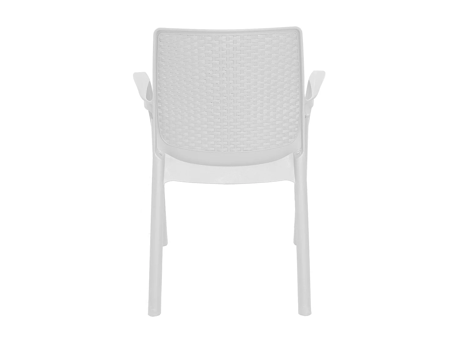 Set di 4 sedie da esterno Viterbo, Sedute da giardino, Sedia per tavolo da pranzo, Poltrona outdoor effetto rattan, 100 % Made in Italy, 54x60h82 cm, Bianco