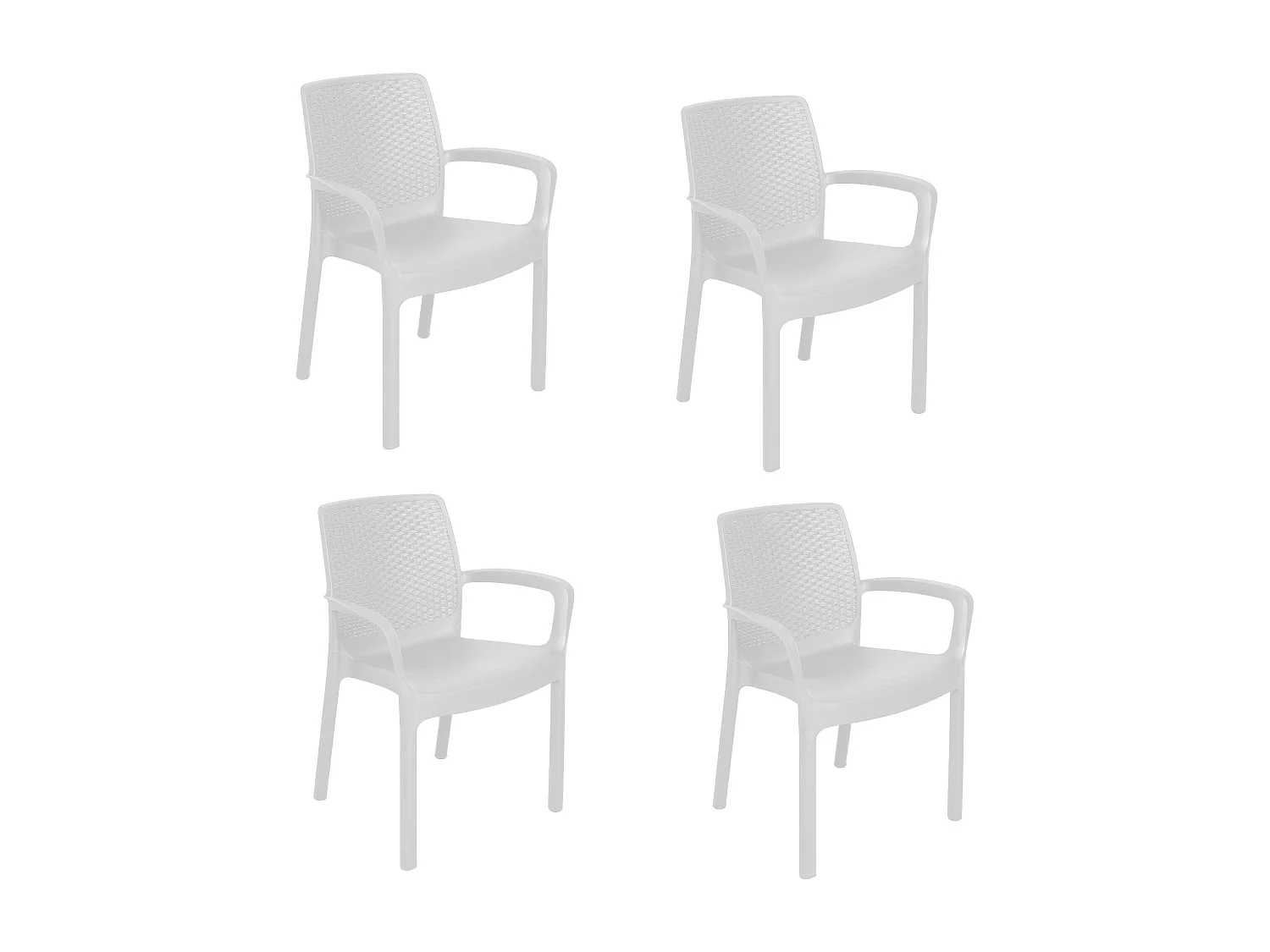 Set di 4 sedie da esterno Viterbo, Sedute da giardino, Sedia per tavolo da pranzo, Poltrona outdoor effetto rattan, 100 % Made in Italy, 54x60h82 cm, Bianco