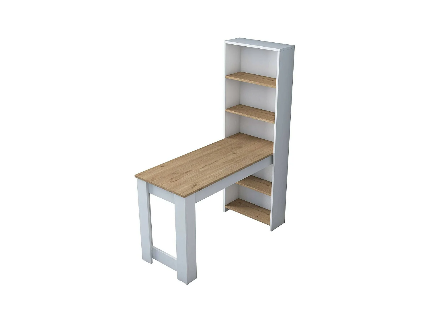 Table fixe Talitha, Etagère de cuisine, Consolle à manger, Tablette rectangulaire fixe, 120x54h154 cm, Noyer et Blanc