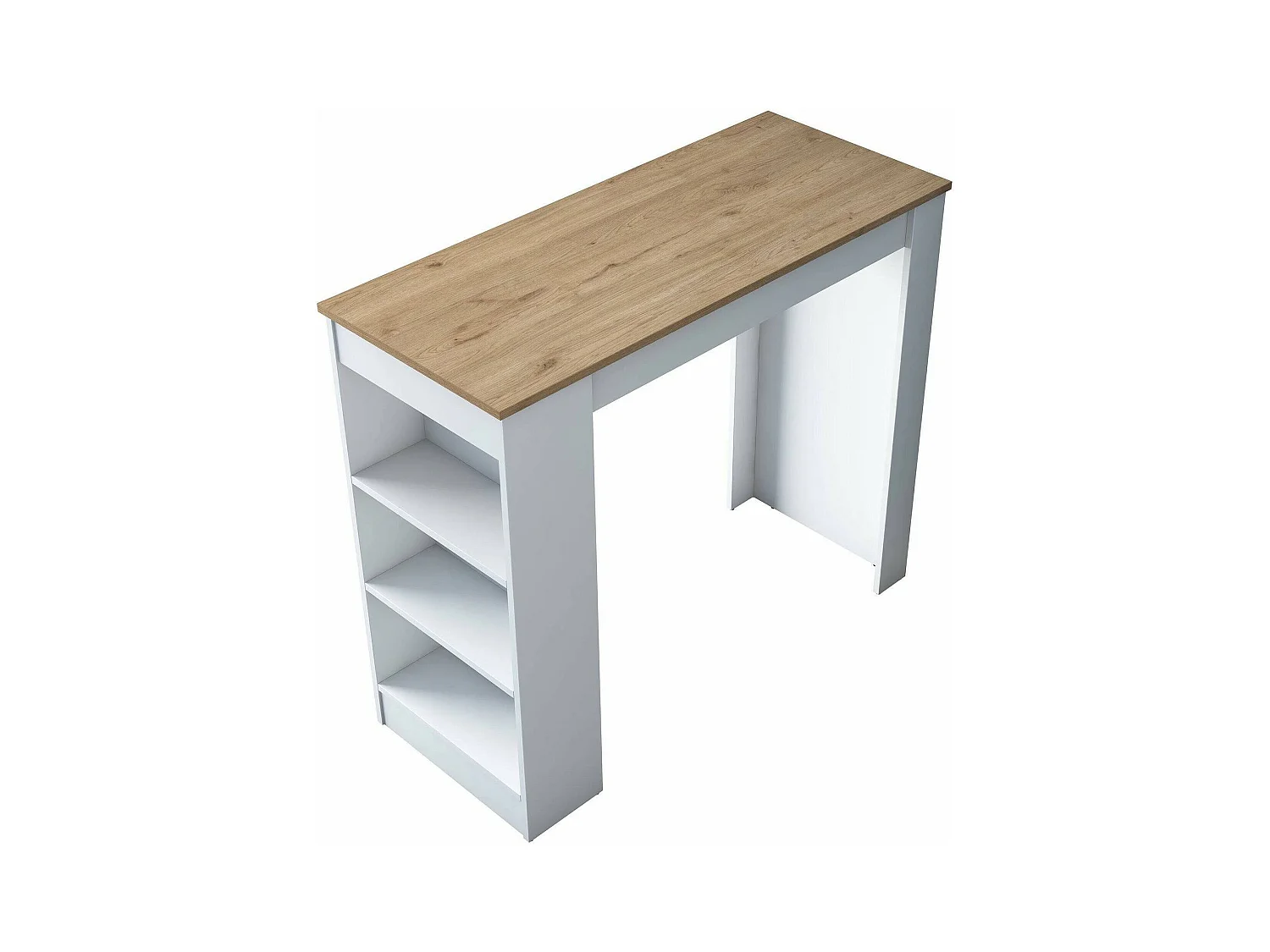 Table fixe Navi, Etagère de cuisine, Consolle à manger, Tablette rectangulaire fixe, 120x50h100 cm, Noyer et Blanc