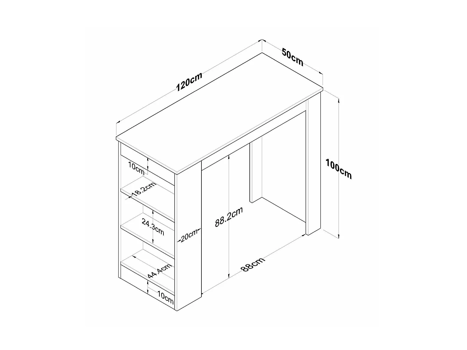 Tavolo Fisso Assan, 6 Posti, 50x120x100h cm Bianco