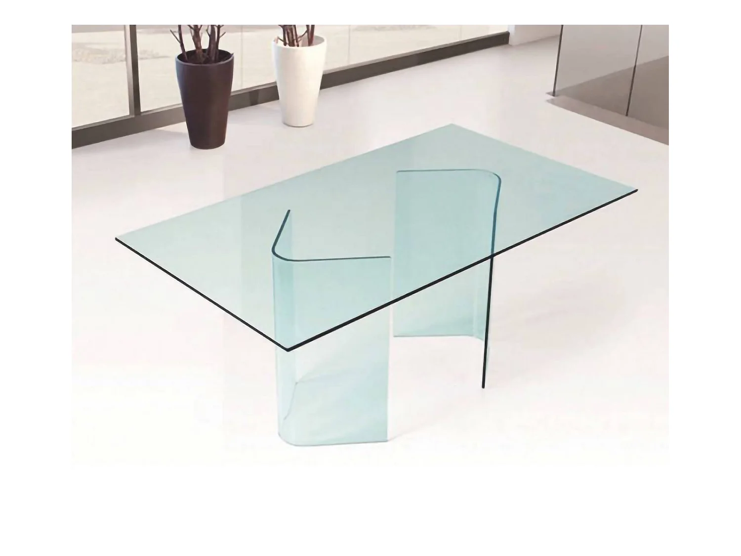 Table fixe AlcalalaRe, Table à manger, Table de cuisine, Bureau rectangulaire, 180x90h78 cm, Transparent