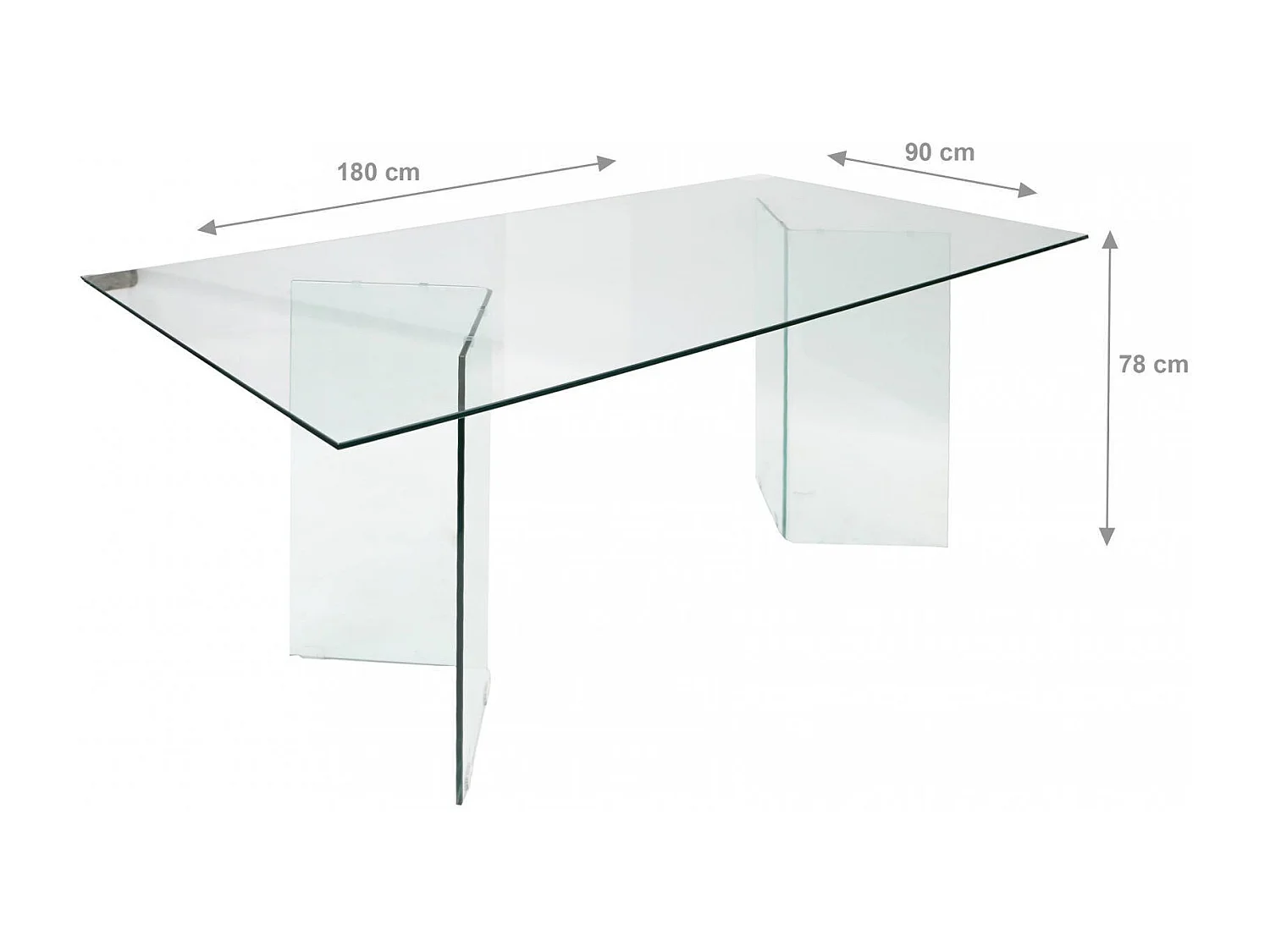 Tavolo Fisso Armir, 10 Posti, 90x180x77.8h cm Trasparente