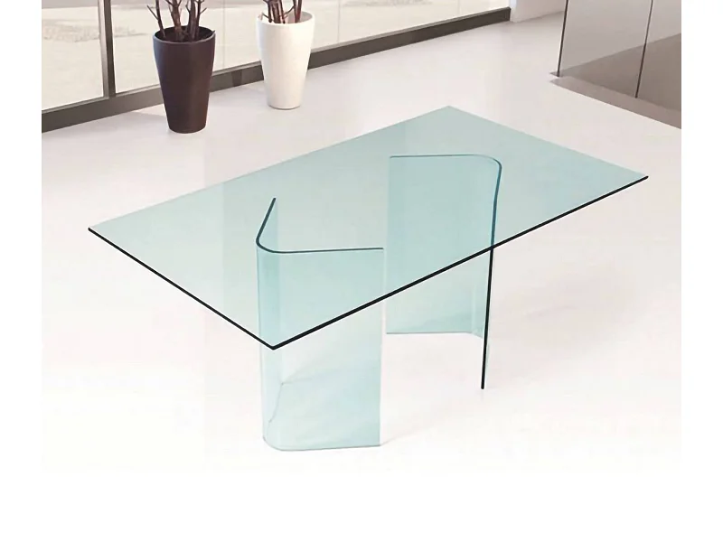Table fixe AlcalalaRe, Table à manger, Table de cuisine, Bureau rectangulaire, 180x90h78 cm, Transparent