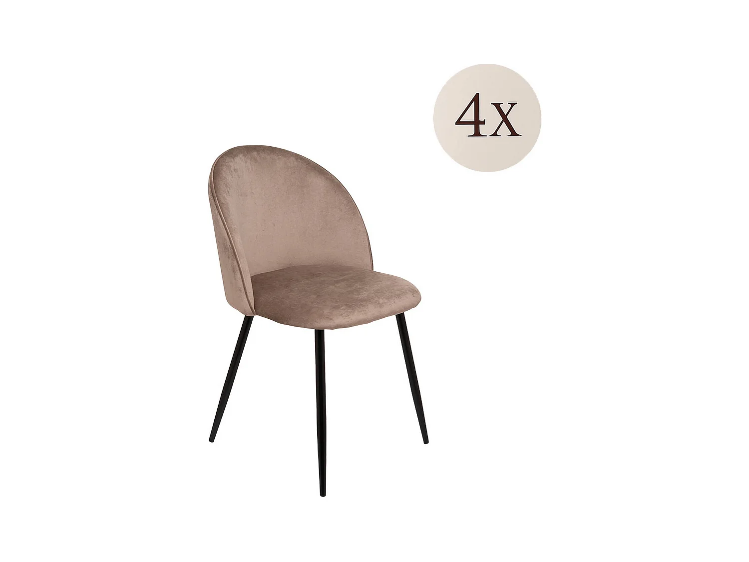 Ensemble de 4 chaises Stinson, Fauteuil recouvert de velours, Chaise de salle à manger rembourrée, Siège de réunion, 51x54h82 cm, Gris