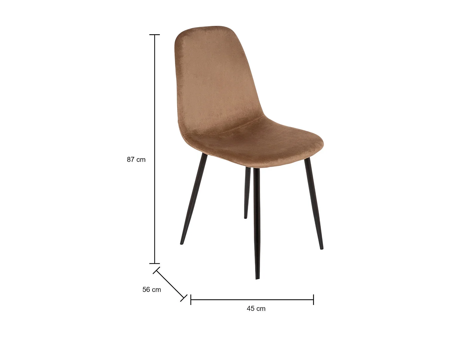 Chaise Pismo, Fauteuil recouvert de velours, Chaise de salle à manger rembourrée, Siège de réunion, 45x56h87 cm, Sable