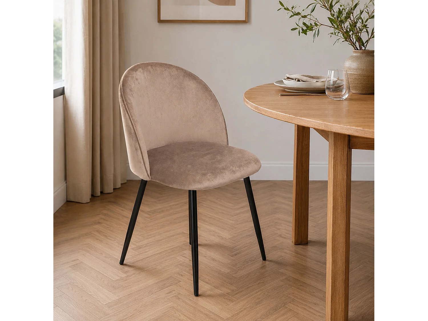 Chaise Stinson, Fauteuil recouvert de velours, Chaise de salle à manger rembourrée, Siège de réunion, 51x54h82 cm, Gris