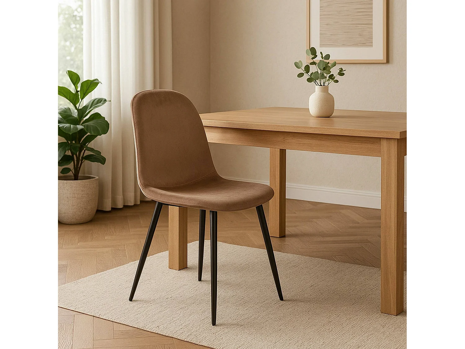 Pismo Chair, Fauteuil recouvert de velours, Chaise de salle à manger rembourrée, Siège de réunion, 45x56h87 cm, Gris