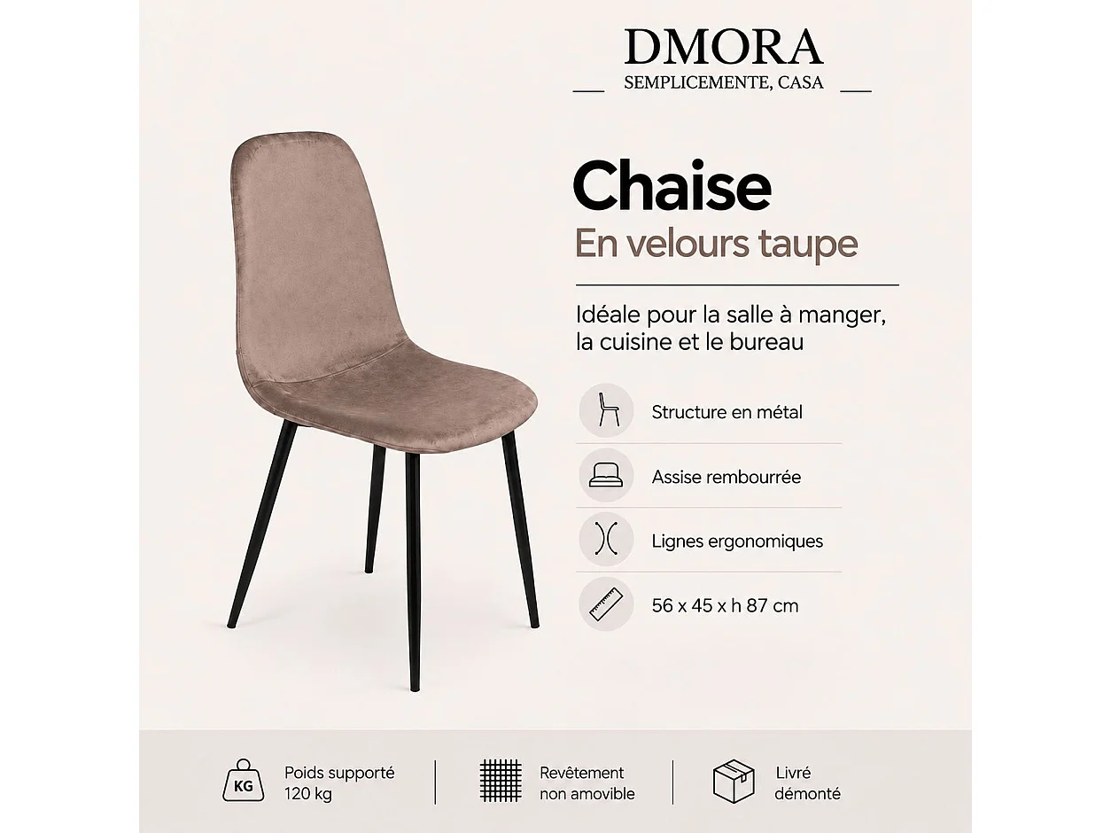 Dacampor Stoel, Fluwelen Gestoffeerde Fauteuil, Gestoffeerde Eetkamerstoel, Vergaderstoel, 45x56h87 cm, Grijs