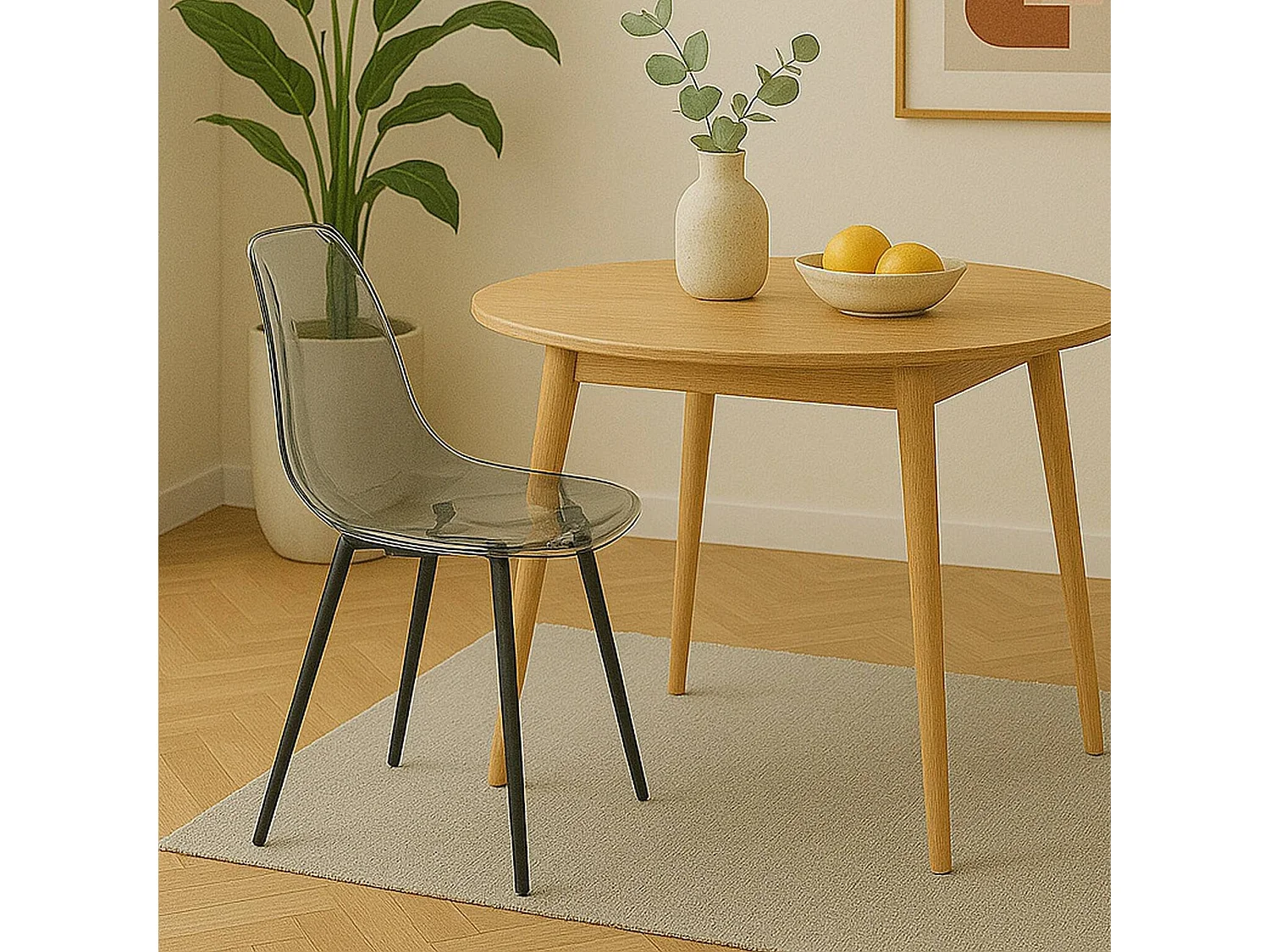 Chaise Agate, Fauteuil PET, Chaise de salle à manger ergonomique, Siège de réunion, 53x46h81 cm, Fumé