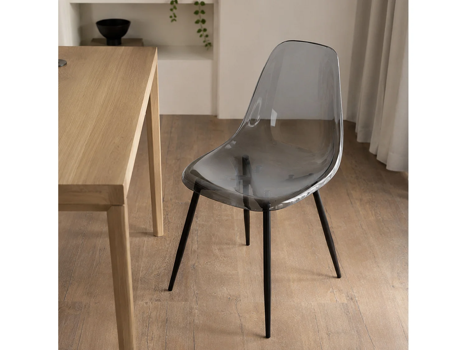 Dabdalhad Stoel, PET Fauteuil, Ergonomische Eetkamerstoel, Vergaderstoel, 53x46h81 cm, Fumé