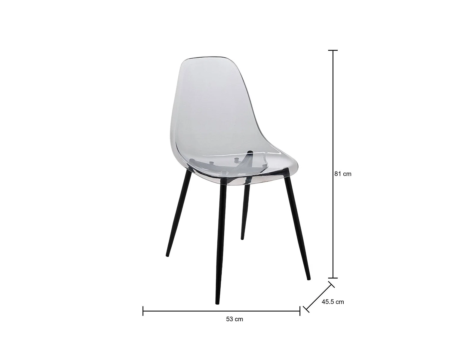 Set van 4 Dabdalhad Stoelen, PET Fauteuil, Ergonomische Eetkamerstoel, Vergaderstoel, 53x46h81 cm, Fumé