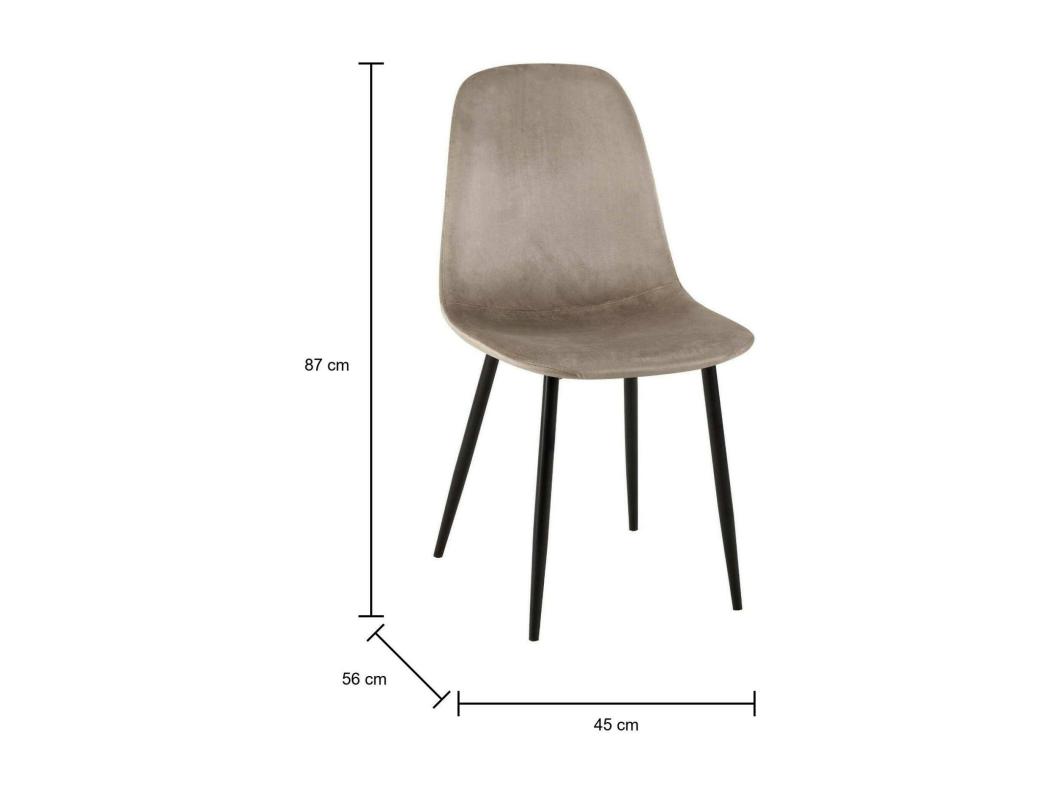 Ensemble de 4 chaises Pismo, Fauteuil recouvert de velours, Chaise de salle à manger rembourrée, Siège de réunion, 45x56h87 cm, Sable