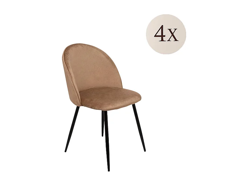 Dmora - Set di 4 sedie Achito, 51x54h82 cm, Beige