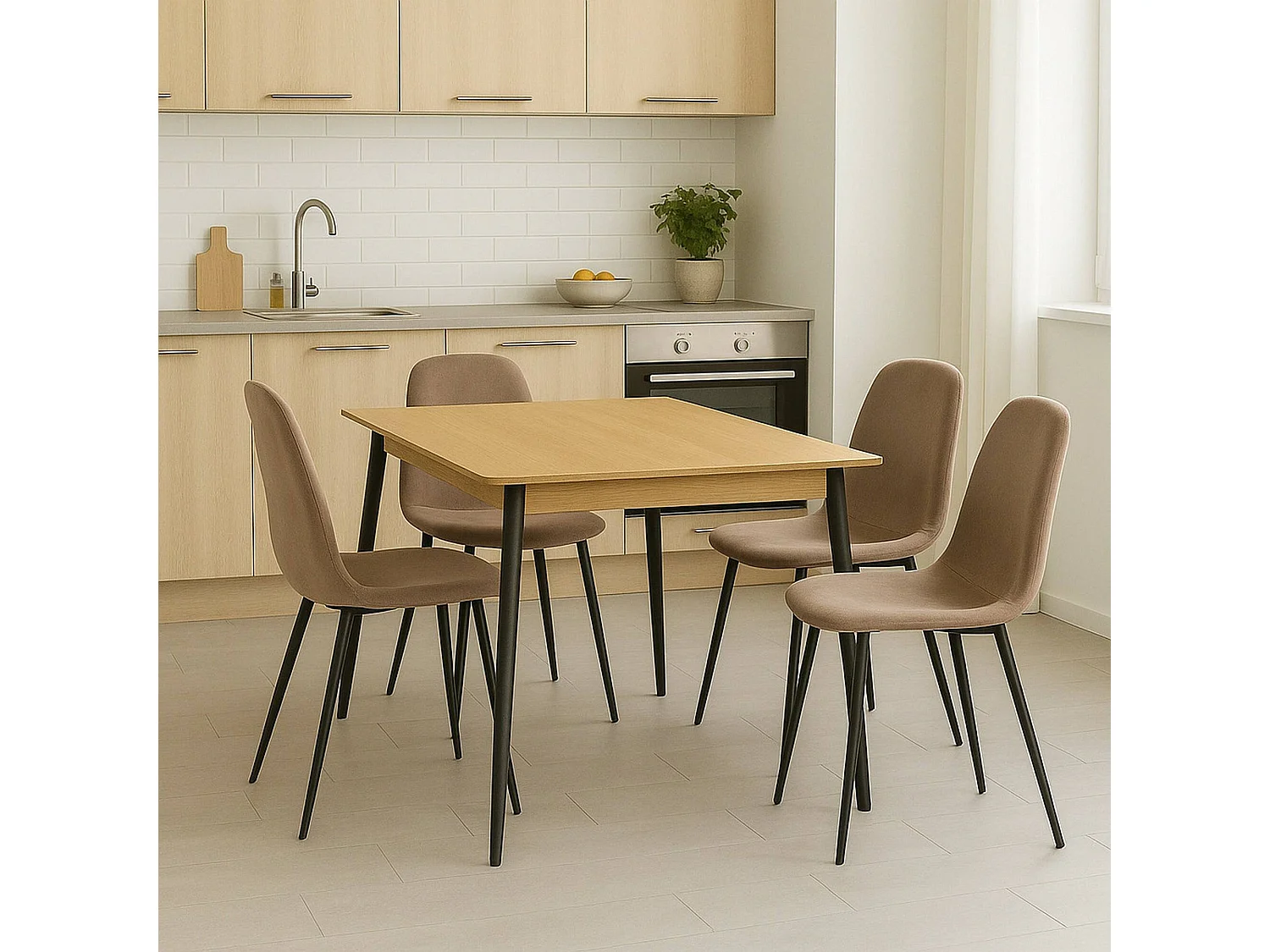 Ensemble de 4 chaises Pismo, Fauteuil recouvert de velours, Chaise de salle à manger rembourrée, Siège de réunion, 45x56h87 cm, Gris