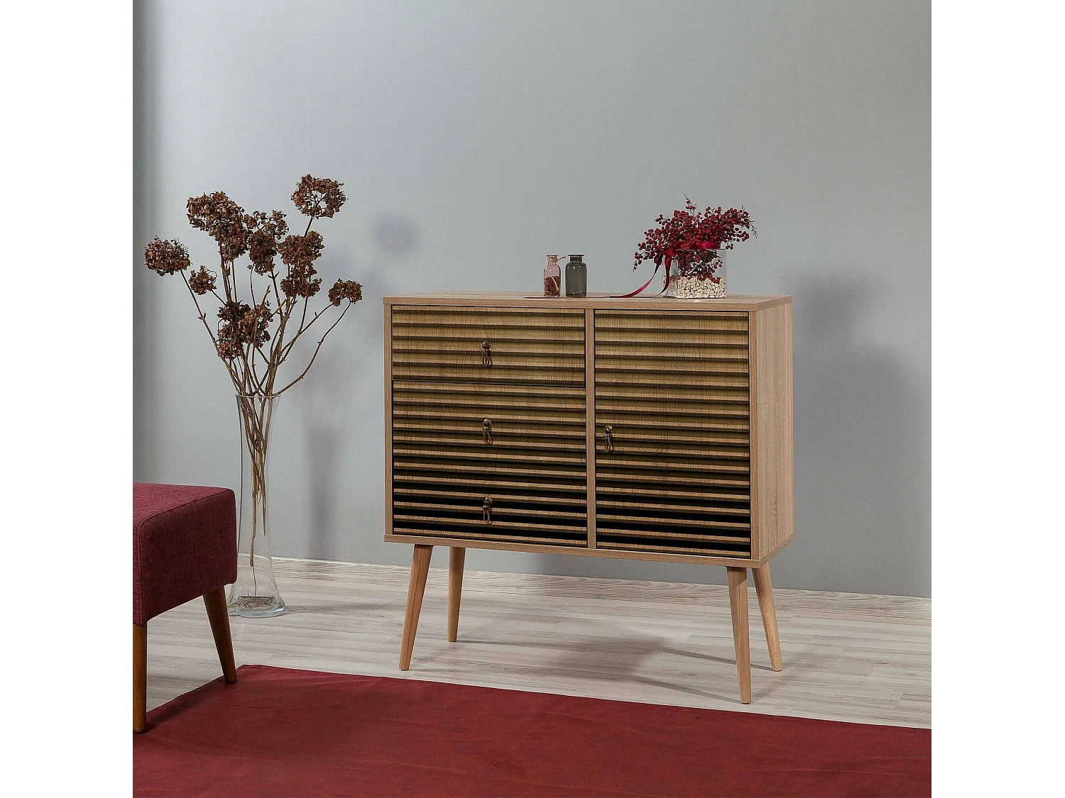 Commode Anser, Commode polyvalente, Commode de chambre, Meuble avec tiroirs, 90x40h90 cm, Chêne