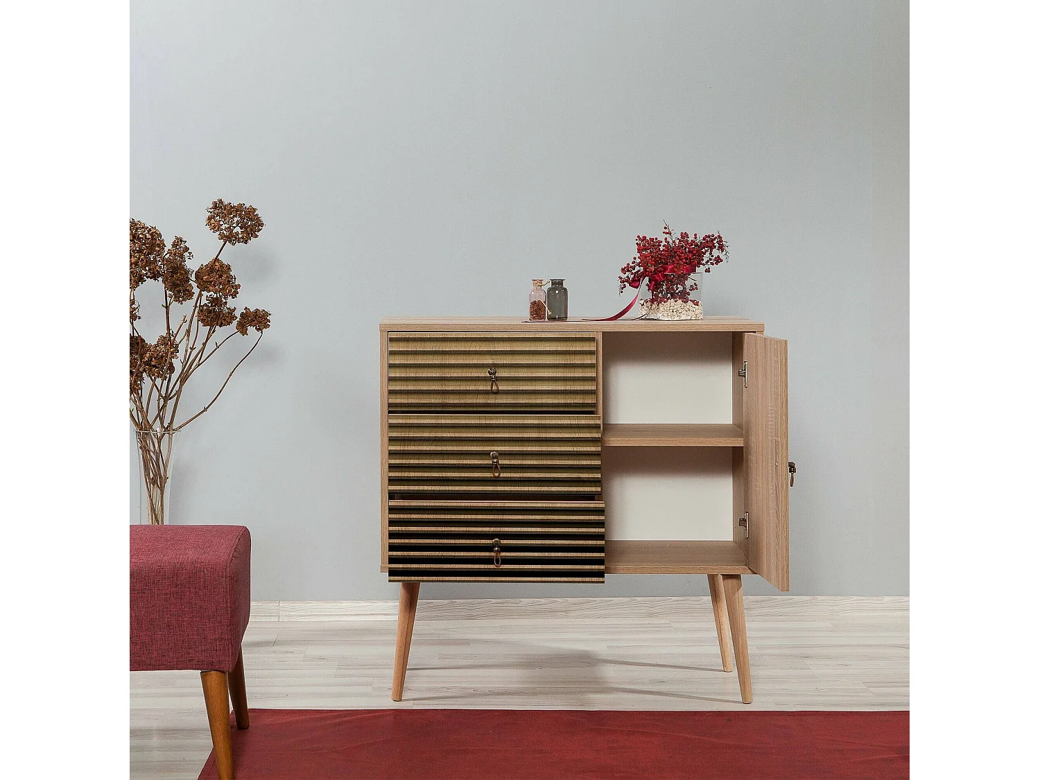 Commode Anser, Commode polyvalente, Commode de chambre, Meuble avec tiroirs, 90x40h90 cm, Chêne