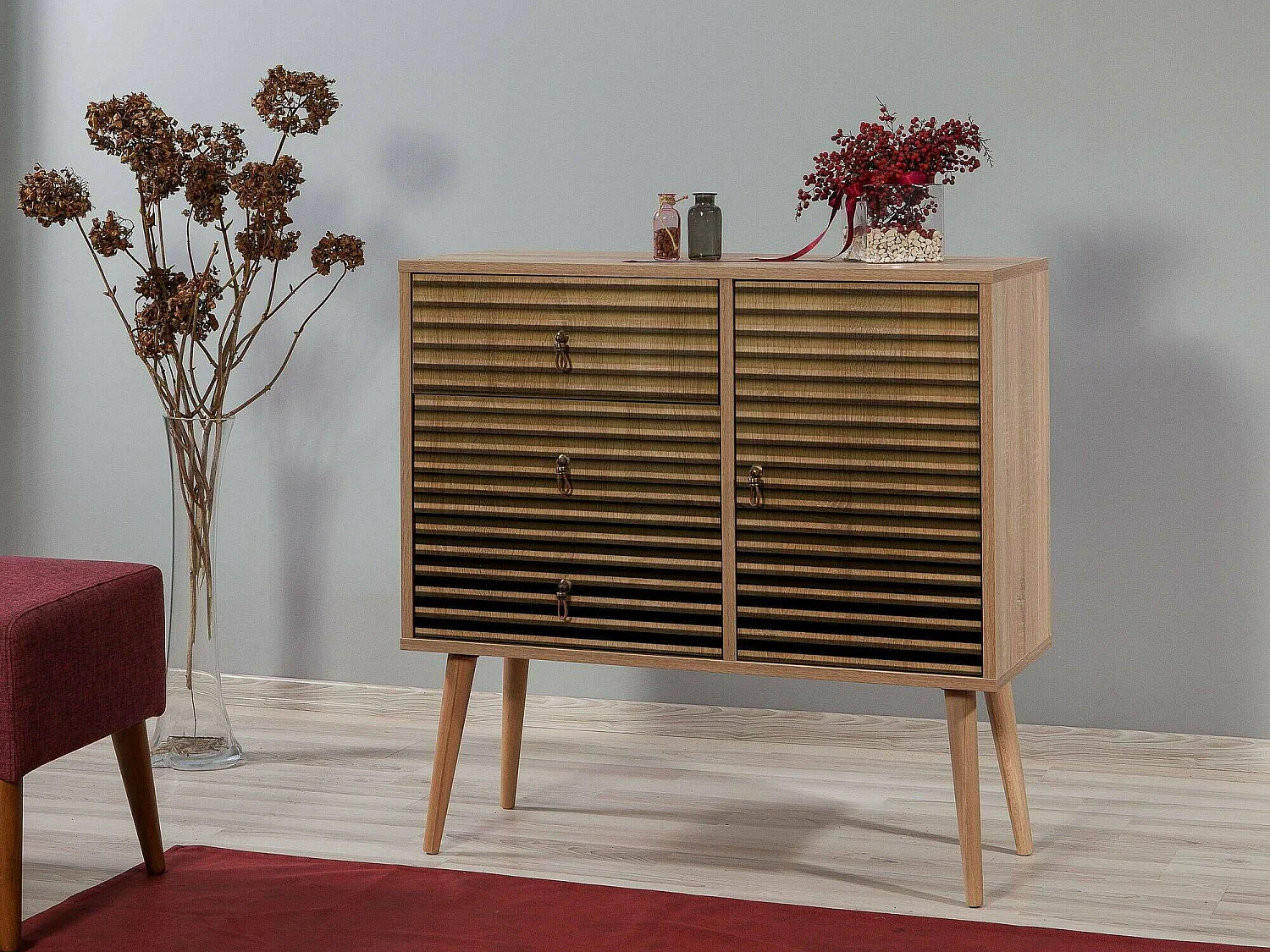 Commode Anser, Commode polyvalente, Commode de chambre, Meuble avec tiroirs, 90x40h90 cm, Chêne