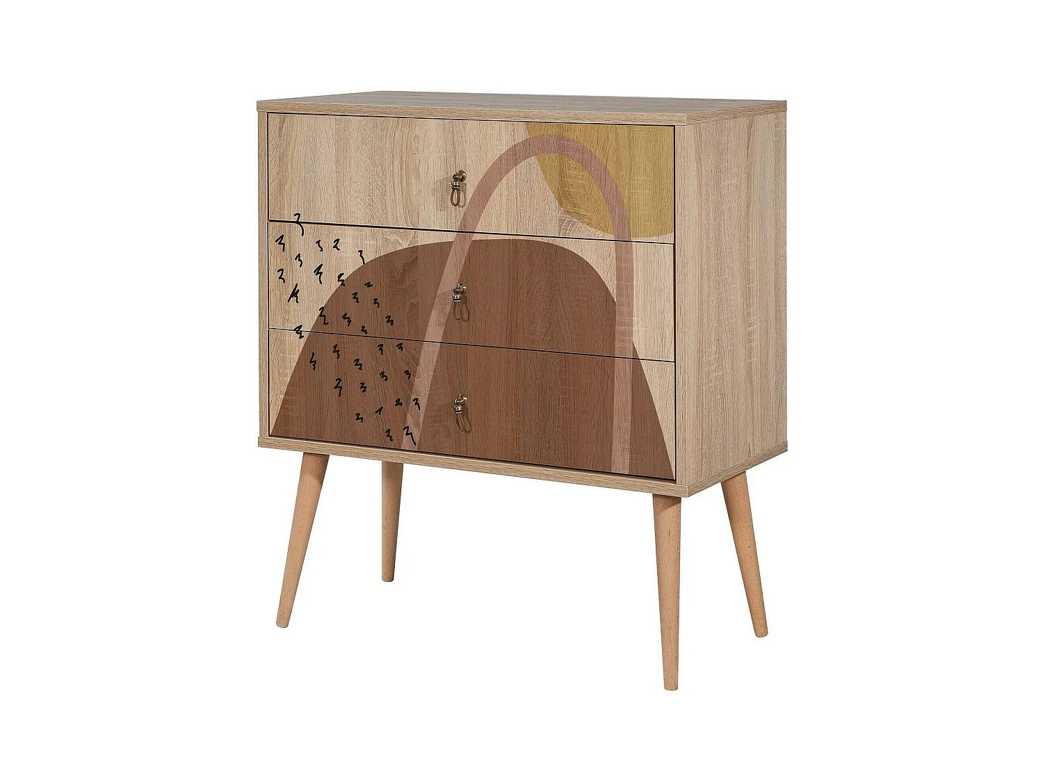 Dparigin-kast, Multifunctionele slaat, Commio van lEtto, meubel met laden, 80x40h89 cm, veelkleurig