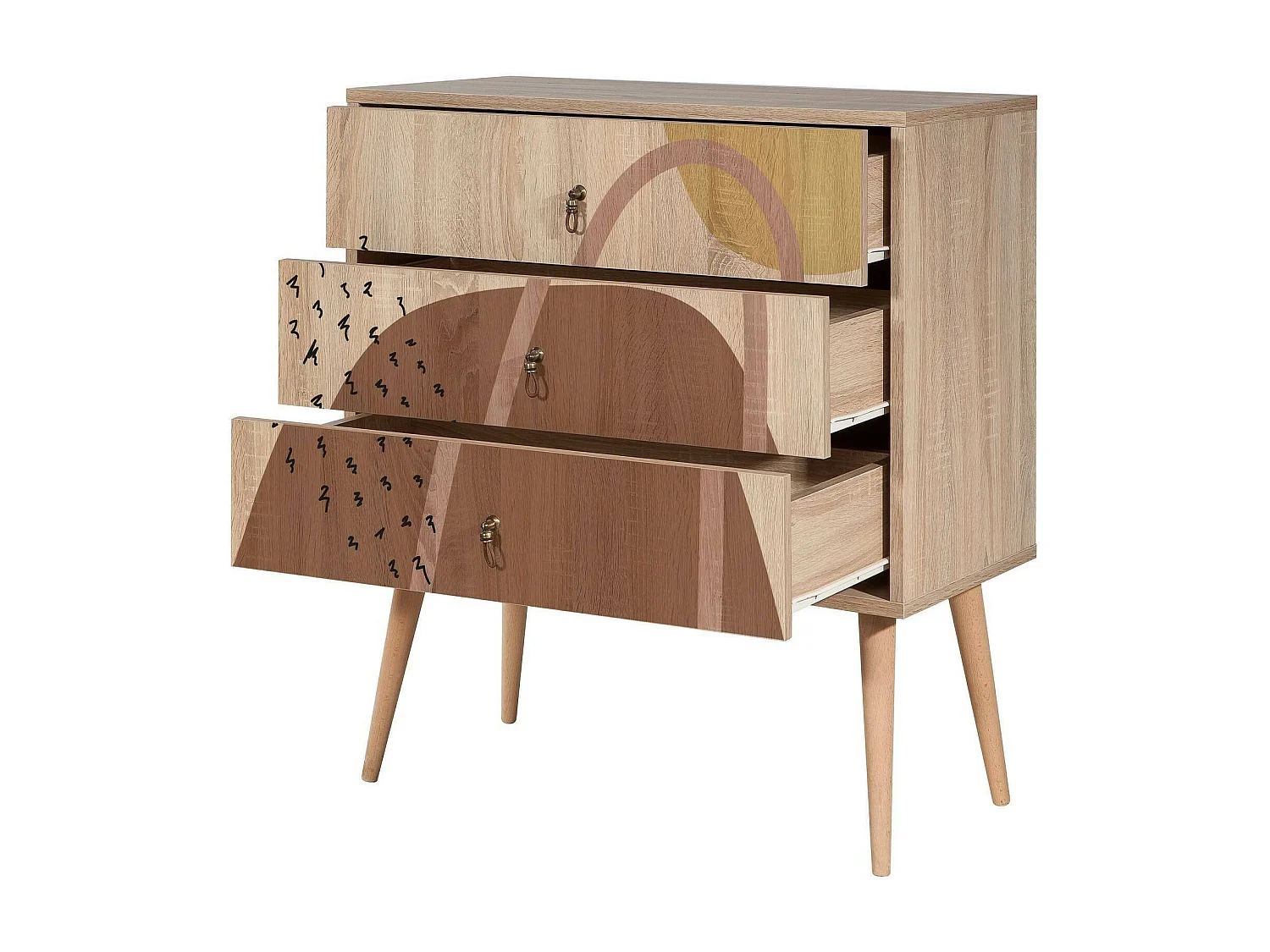 Dmora - Cassettiera Apricale, 80x40h89 cm, Multicolore