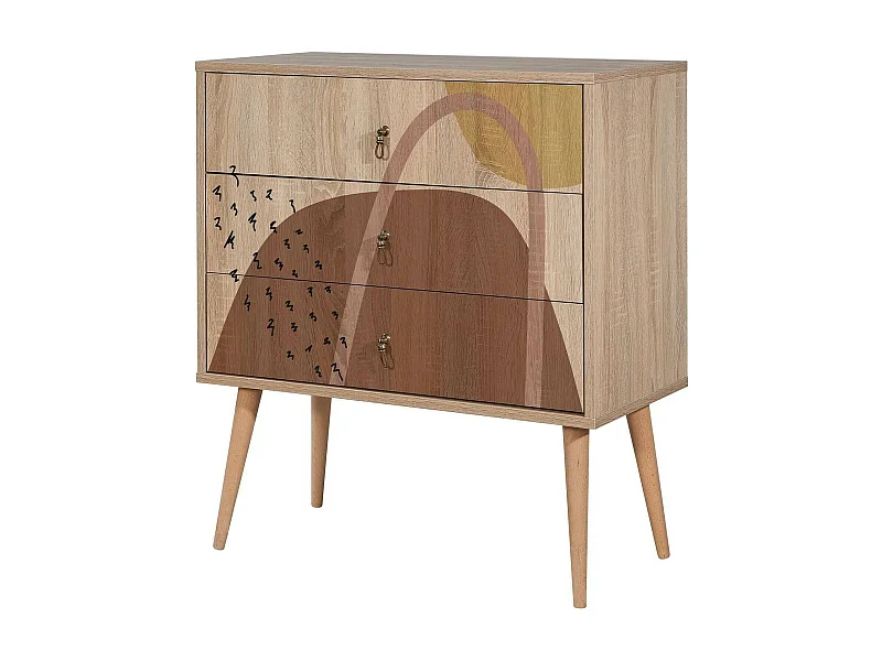 Commode Nebula, Commode polyvalente, Commode de chambre, Meuble avec tiroirs, 80x40h89 cm, Multicolore