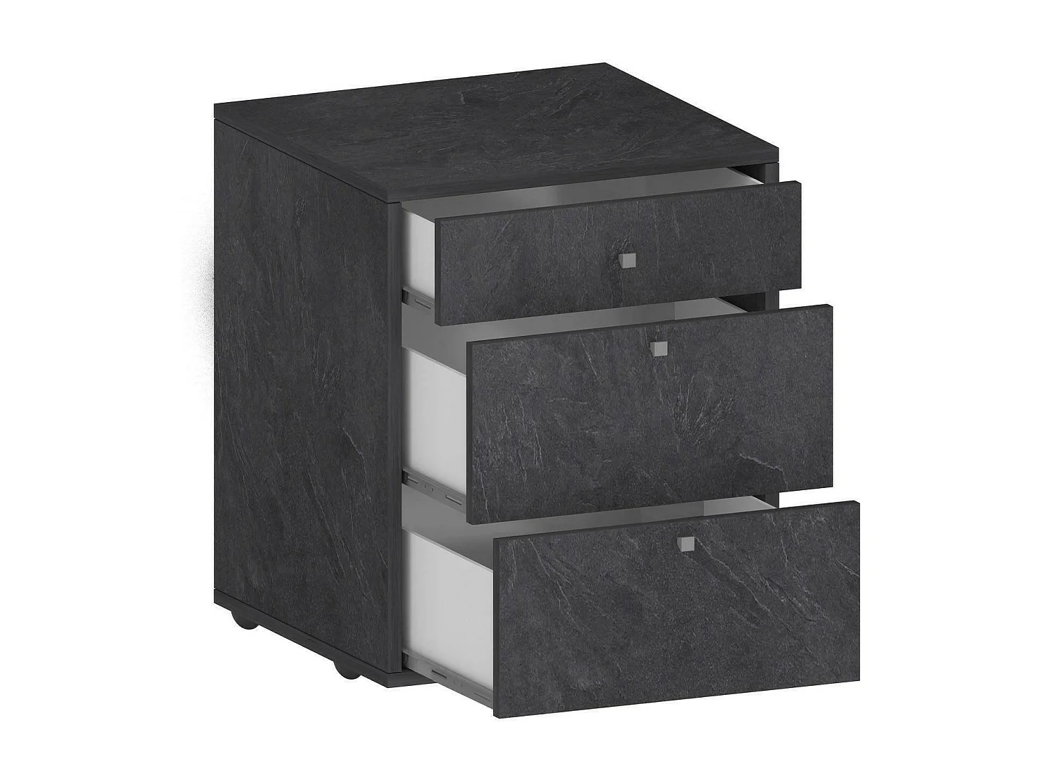 Commode Yorgos, Commode de chambre à coucher, Commode avec 3 tiroirs, 47x45h61 cm, Ardoise