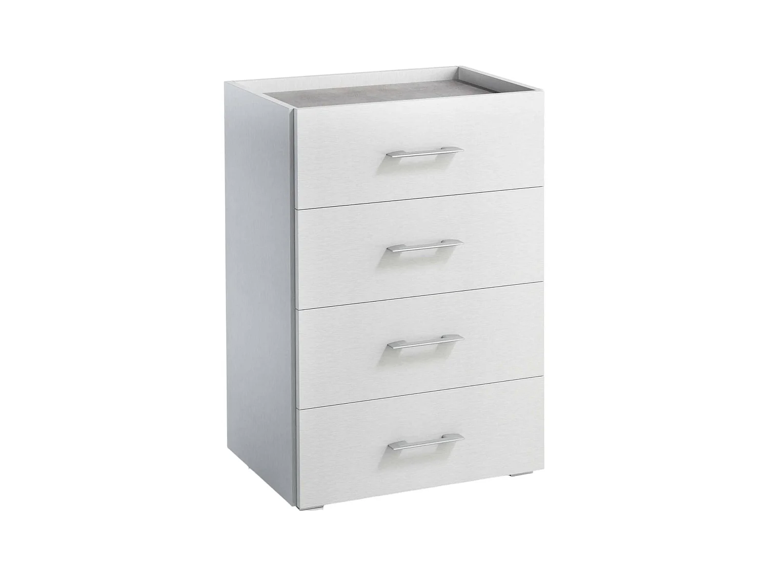 Commode Primula, commode à 4 tiroirs pour la chambre, bureau polyvalent ou meuble d'étude, 60x41h87 cm, blanc