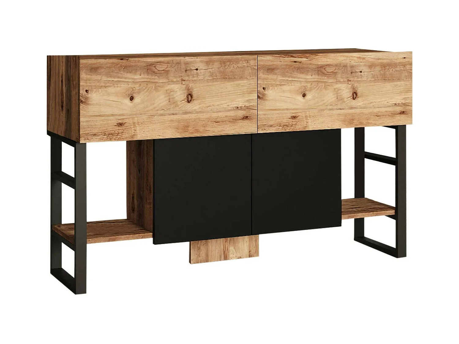 Console Helene, Table polyvalente, Armoire de rangement, Bureau du couloir, 139x43 h84 cm, Chêne