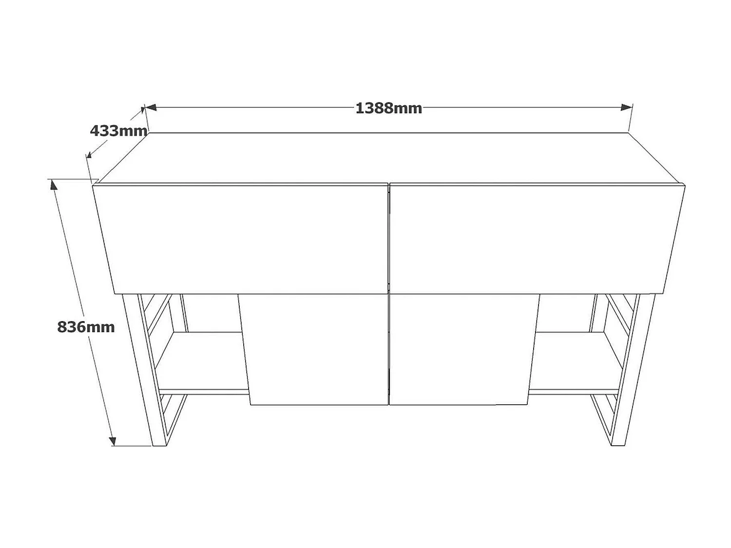 Console Helene, Table polyvalente, Armoire de rangement, Bureau du couloir, 139x43 h84 cm, Chêne