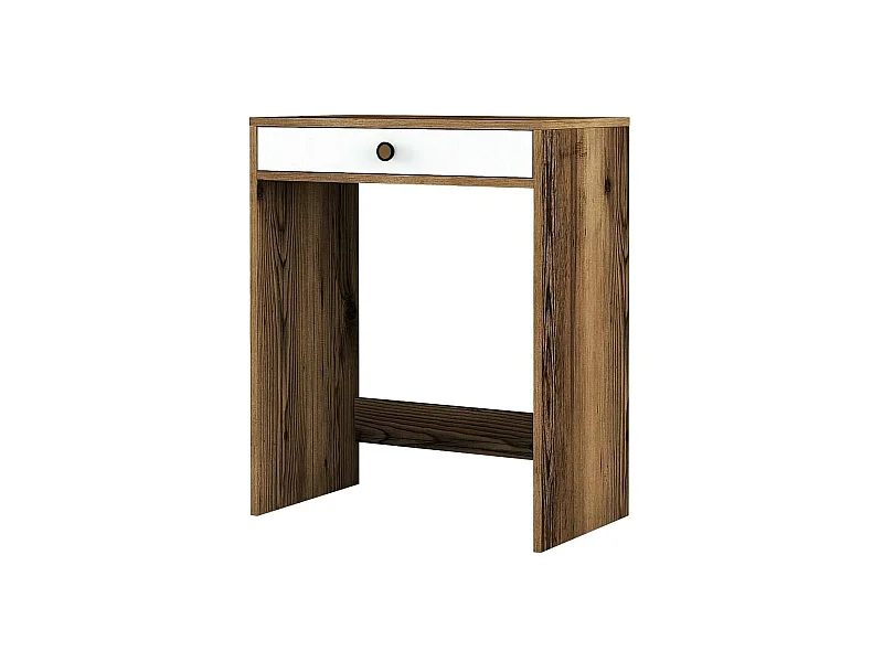 Consola Dpillo, Mesa multiuso, Armário de apoio, Secretária de corredor, 70x85h40 cm, Noz e Branco