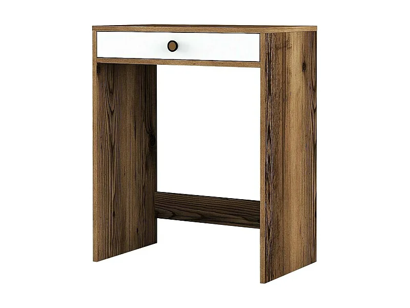 Consola Dpillo, Mesa multiuso, Armário de apoio, Secretária de corredor, 70x85h40 cm, Noz e Branco