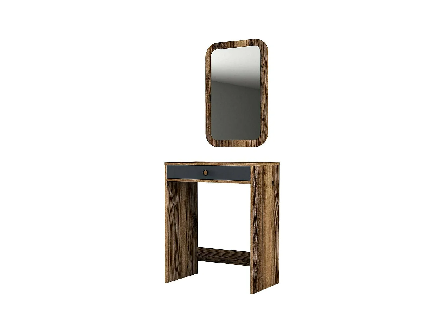 Console Ursa, Table polyvalente, Armoire de rangement, Bureau du couloir, 70x85 h40 cm, Noyer et Anthracite