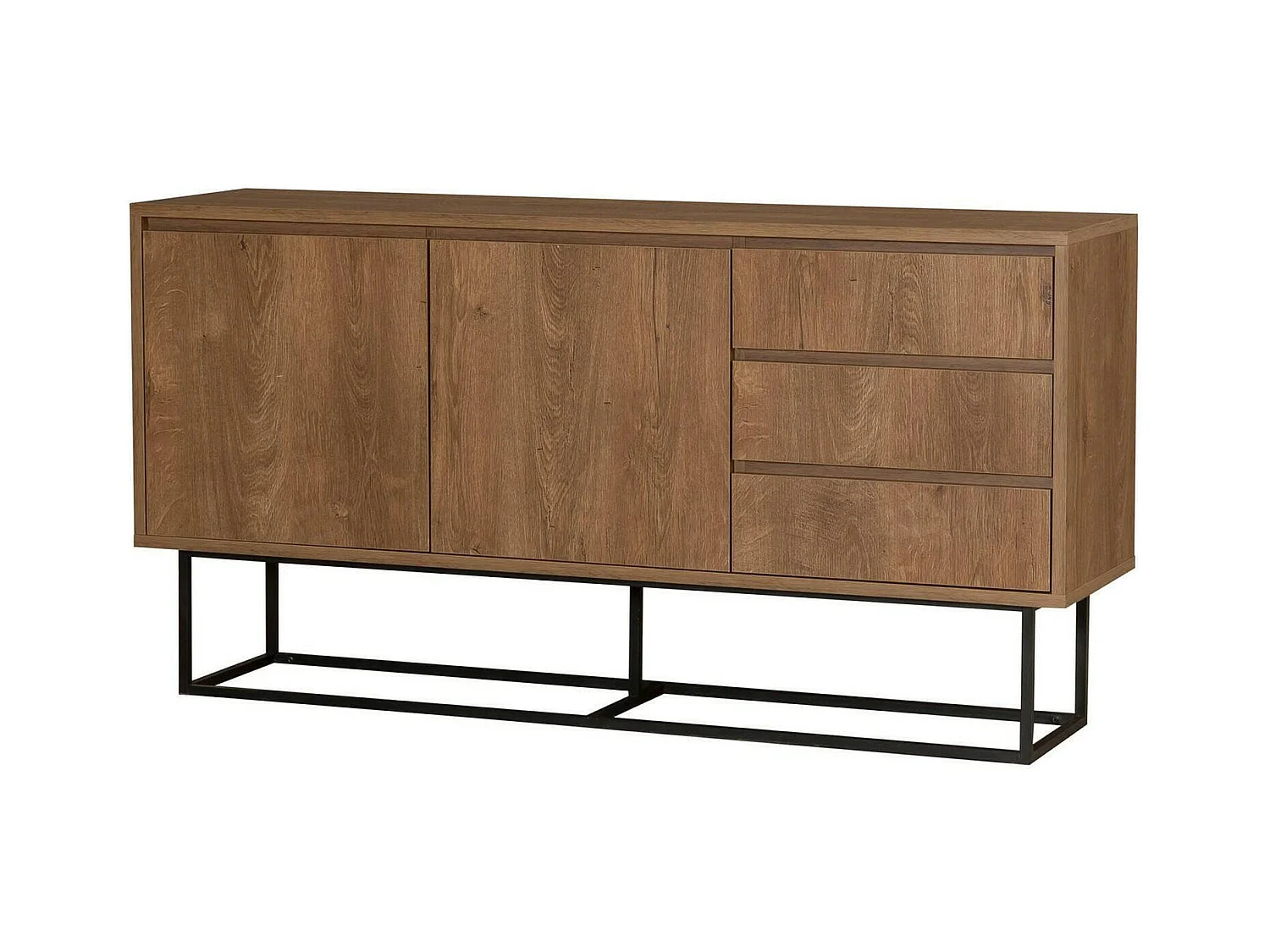 Console Alsafi, Table polyvalente, Armoire de rangement, Bureau du couloir, 140x36 h72 cm, Noyer et Noir